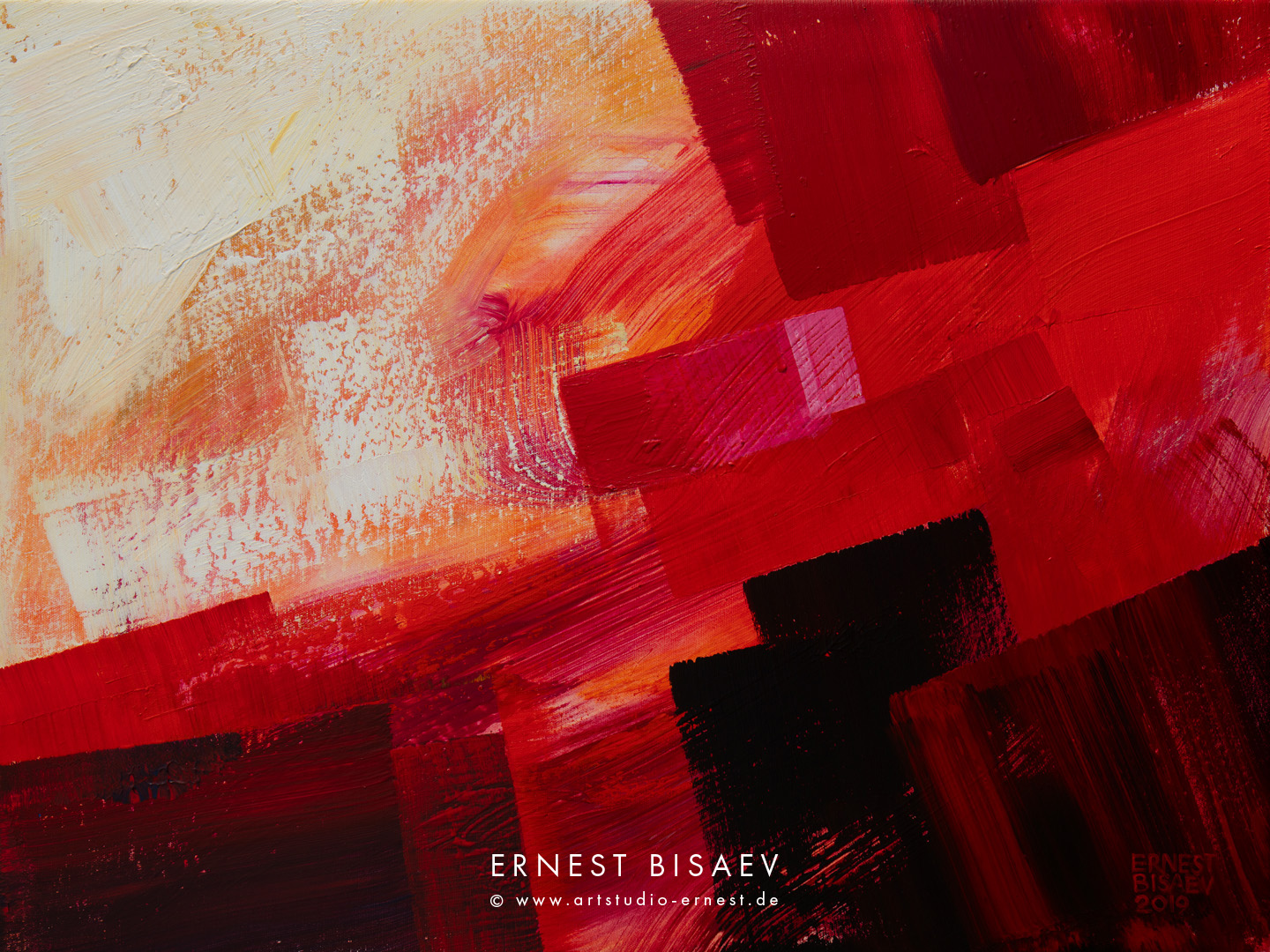 Red and Black 140819, Acrylfarbe auf Leinwand, 60 x 80 CM, 2019 © Ernest Bisaev