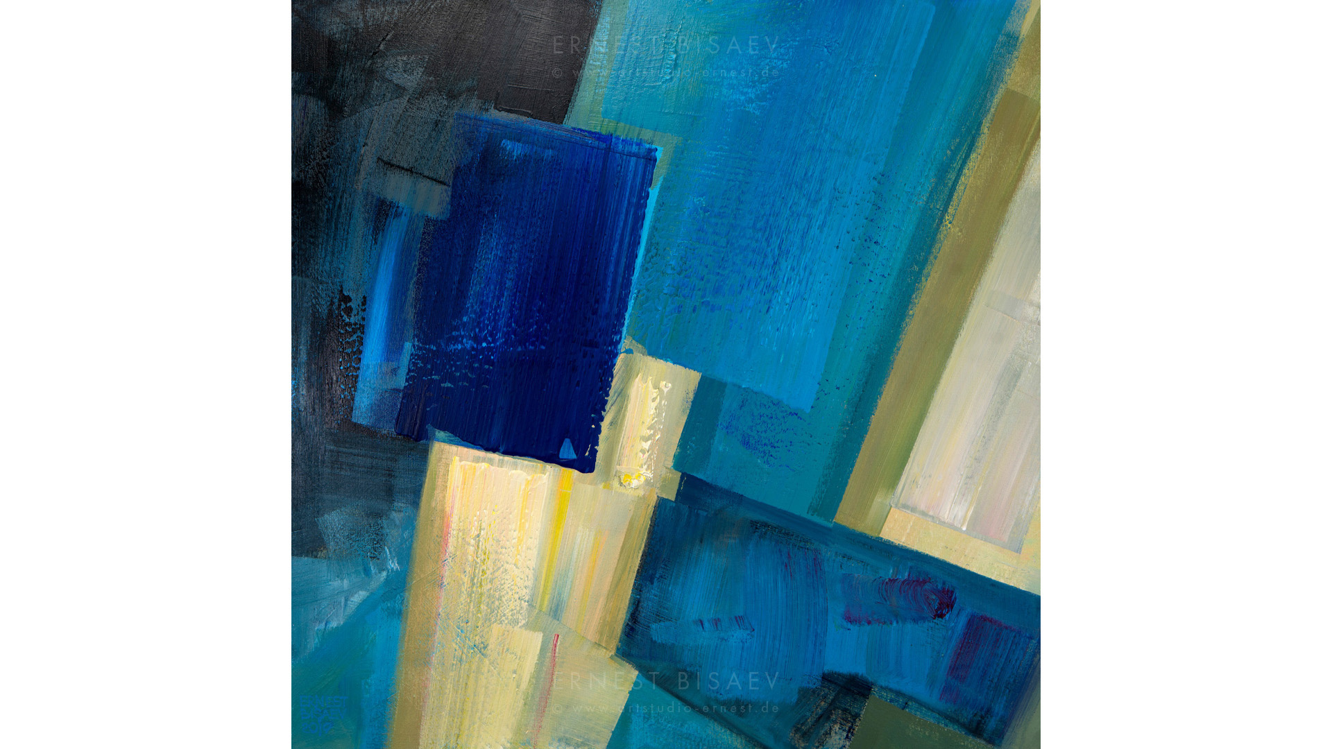 Gray and Blue 91019, Acrylic on Canvas, 80x80cm, 2019 © Ernest Bisaev